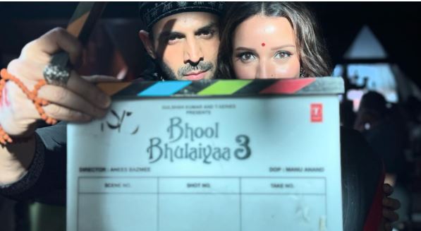 Kartik Aaryan and Triptii Dimri from the sets of Bhool Bhulaiyaa 3