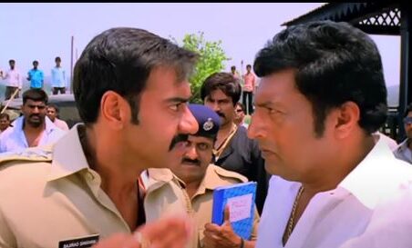 Ajay Devgn and Prakash Raj in a still from Singham.