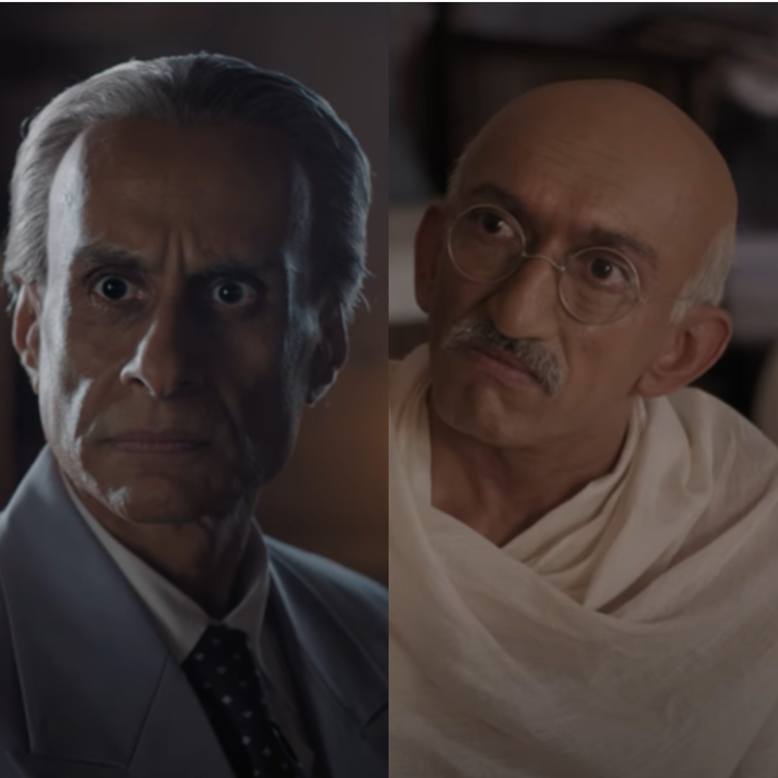 Chirag Vohra as Mahatma Gandhi (right) and Arif Zakaria as Muhammad Ali Jinnah in Freedom At Midnight